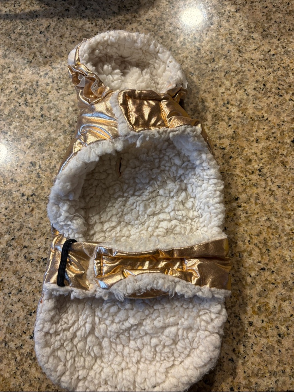 Plush Sherpa Dog Coat- Metallic Rose Gold and White